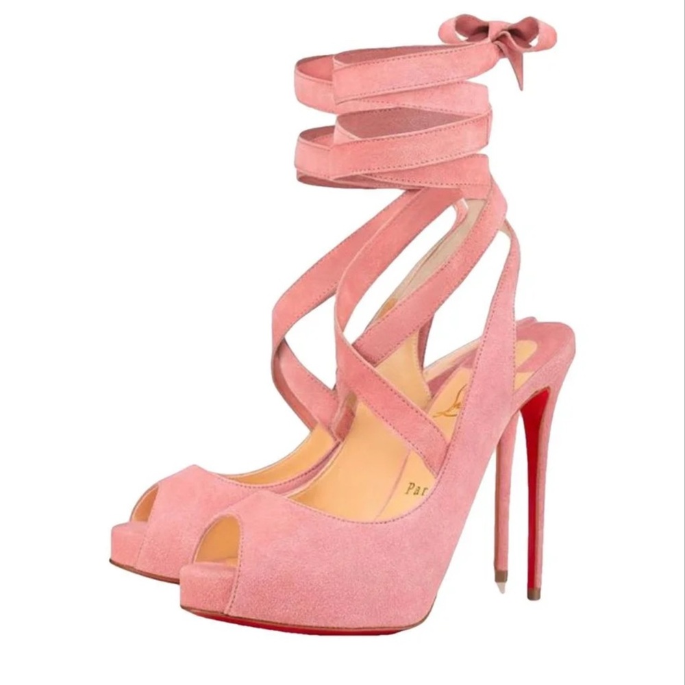 Christian Louboutin Pink Peep-Toe Heels
